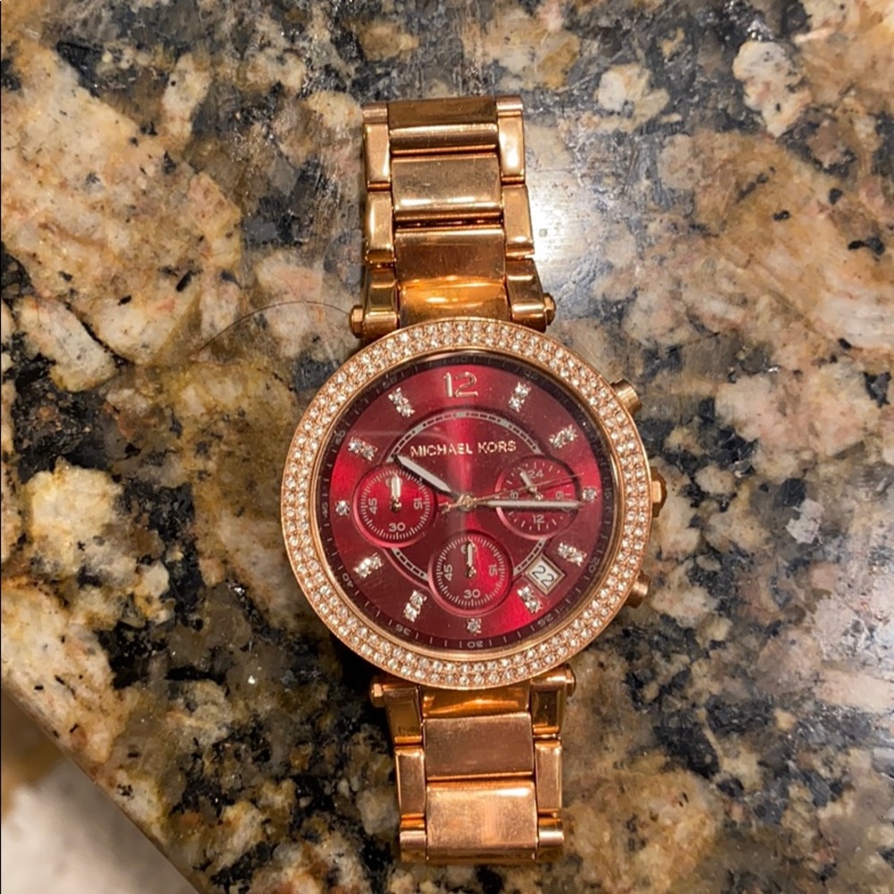 Michael Kors Parker watch (rose gold/red) MK6106